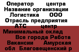 Оператор Call-центра › Название организации ­ Логистика365, ООО › Отрасль предприятия ­ АТС, call-центр › Минимальный оклад ­ 15 000 - Все города Работа » Вакансии   . Амурская обл.,Благовещенский р-н